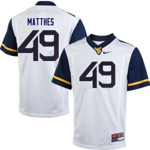 Men's West Virginia Mountaineers NCAA #49 Evan Matthes White Authentic Nike Stitched College Football Jersey EO15P82RG